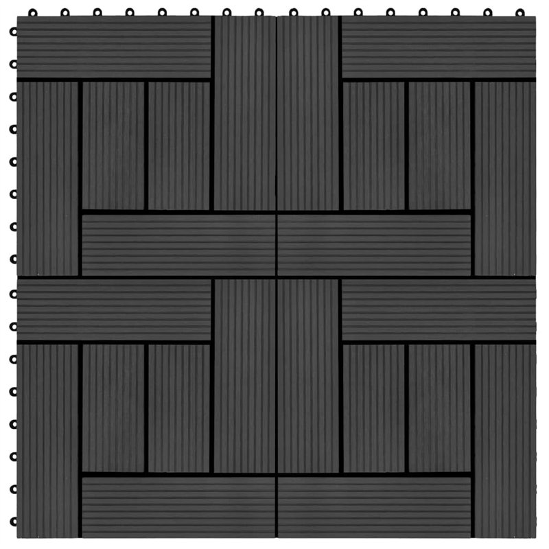 vidaXL 11x Carreau de Terrasse WPC 30x30 cm 1 m² Noir Pelouse Dalle de Chemin