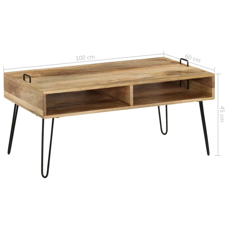 Image secondaire de vidaXL Table Basse Bois de Manguier Massif Salle de Séjour Table de Salon