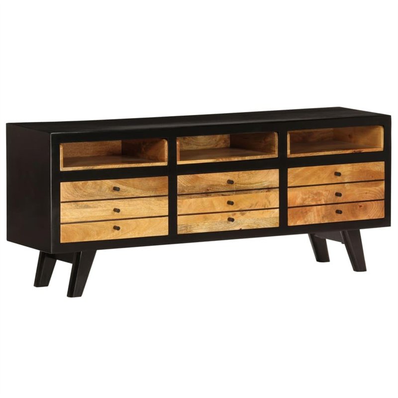 vidaXL Meuble TV Armoire Rangement Table Mobilier TV Bois de Manguier Massif