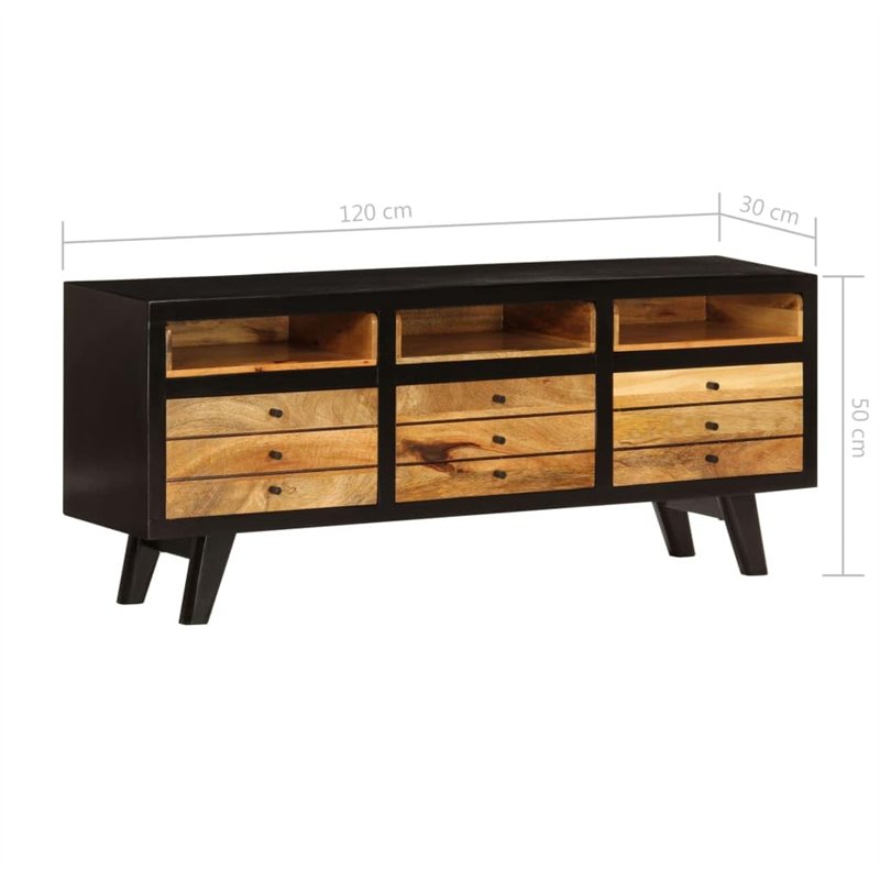 Image secondaire de vidaXL Meuble TV Armoire Rangement Table Mobilier TV Bois de Manguier Massif