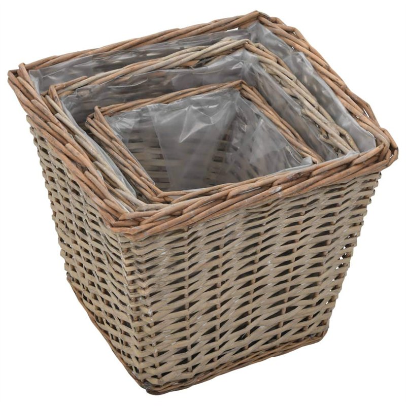 Image secondaire de vidaXL Lits Surélevés 3 pcs Osier avec Doublure en PE Jardinière Bac de Fleur