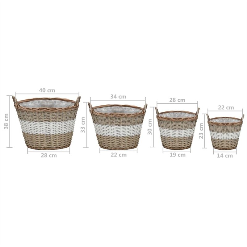 Image secondaire de vidaXL Lits Surélevés 4 pcs Osier avec Doublure en PE Jardinière Bac de Fleur