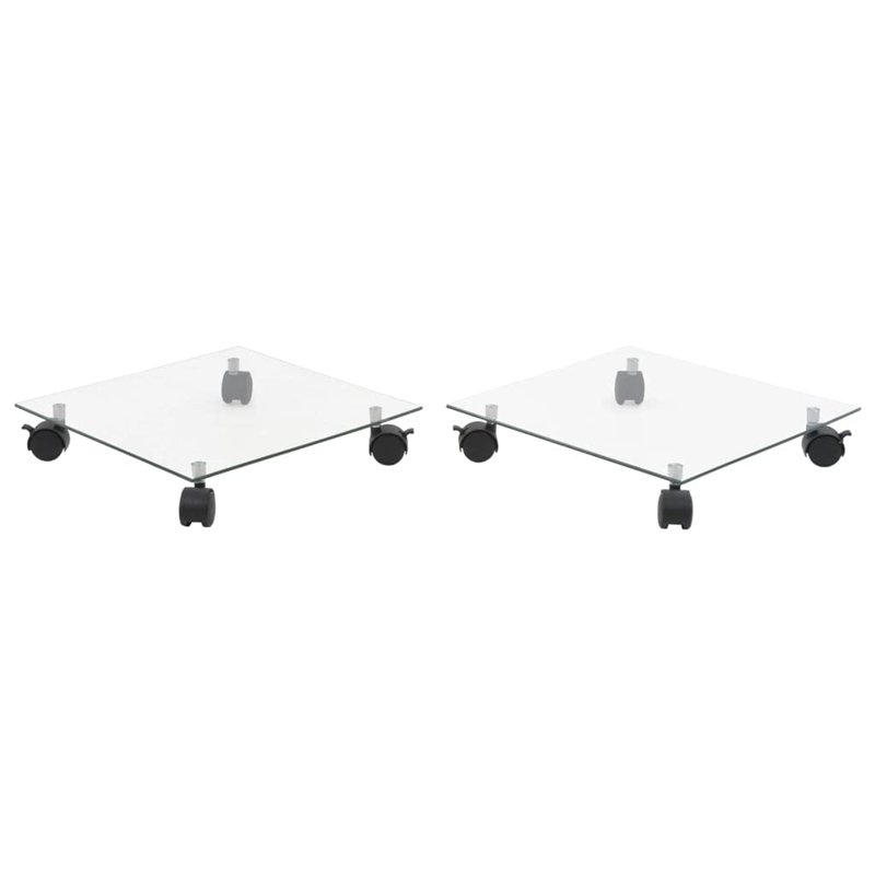 vidaXL 2X Support Carré pour Plantes Verre Trempé Tansport Étagère de Jardin