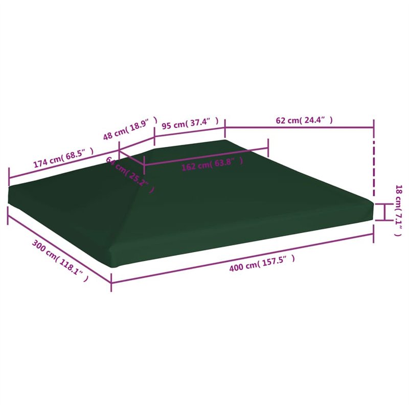 Image secondaire de vidaXL Toile Supérieure de Belvédère Toit de Rechange de Tonnelle Dessus de Chapiteau Jardin Terrasse Extérieur 310 g/m² 4x3 m V