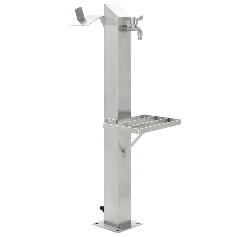 vidaXL Colonne à Eau de Jardin Carrée Acier Inoxydable 95cm Arrosage de Jardin