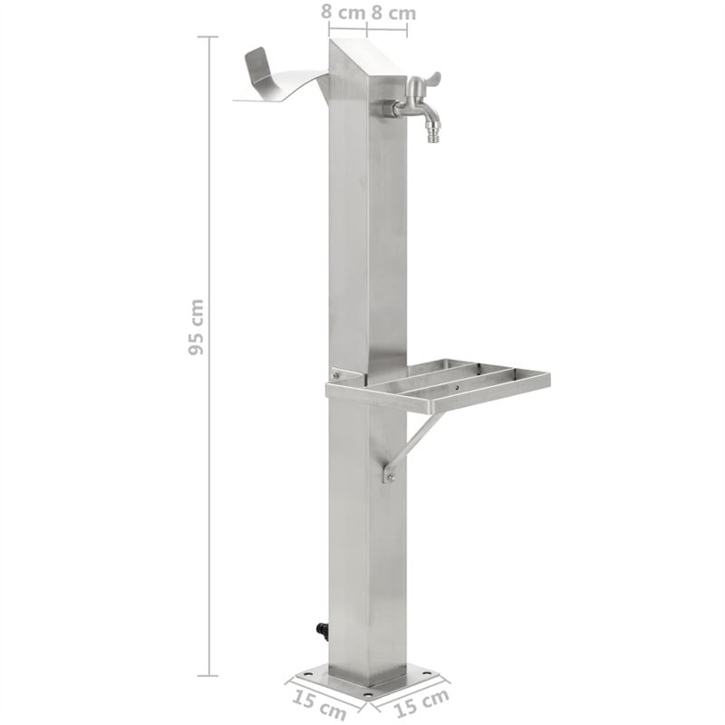 Image secondaire de vidaXL Colonne à Eau de Jardin Carrée Acier Inoxydable 95cm Arrosage de Jardin