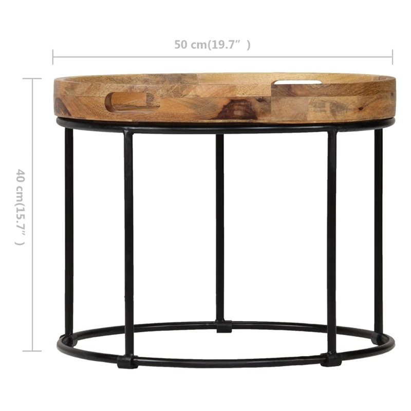 Image secondaire de vidaXL et Acier Table Basse Meuble Table de Séjour Bois de Manguier Massif