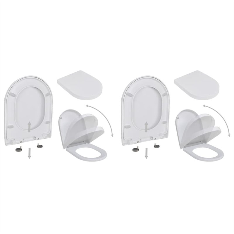 vidaXL 2X Abattant WC avec Frein de Chute Plastique Blanc Siège de Toilette