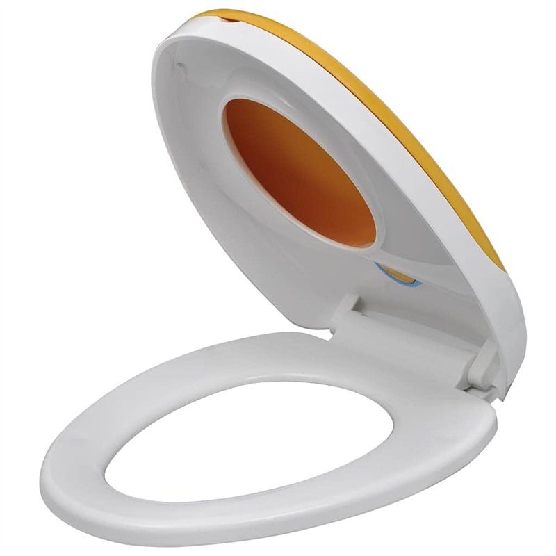 Image secondaire de vidaXL 2x Siège de Toilette et Couvercle Plastique Blanc et Jaune Abattant WC