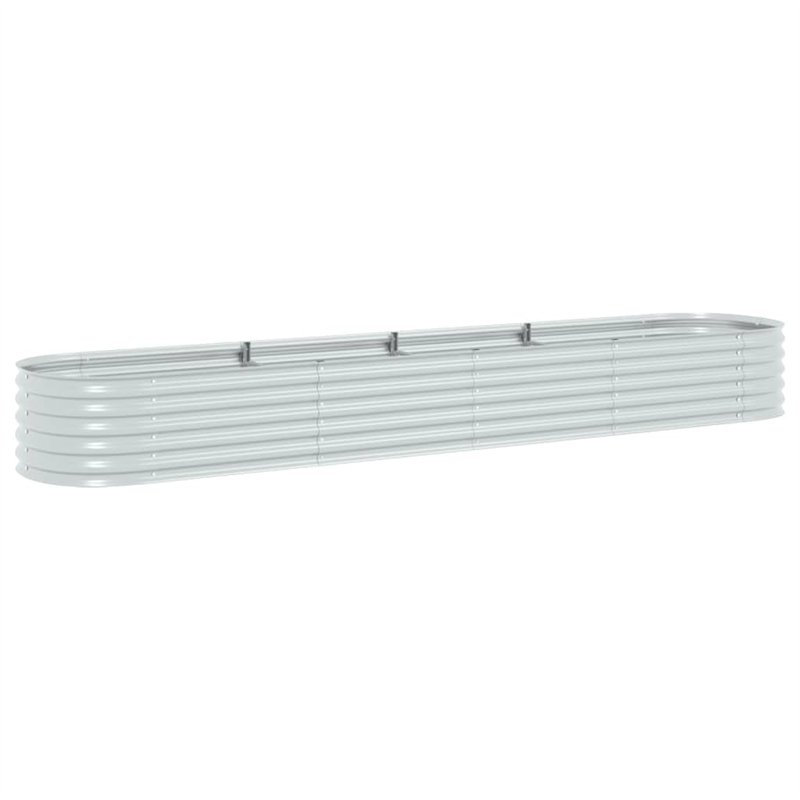 vidaXL Lit Surélevé 400x80x44 cm Acier Galvanisé Argenté Jardinière Pot Fleurs