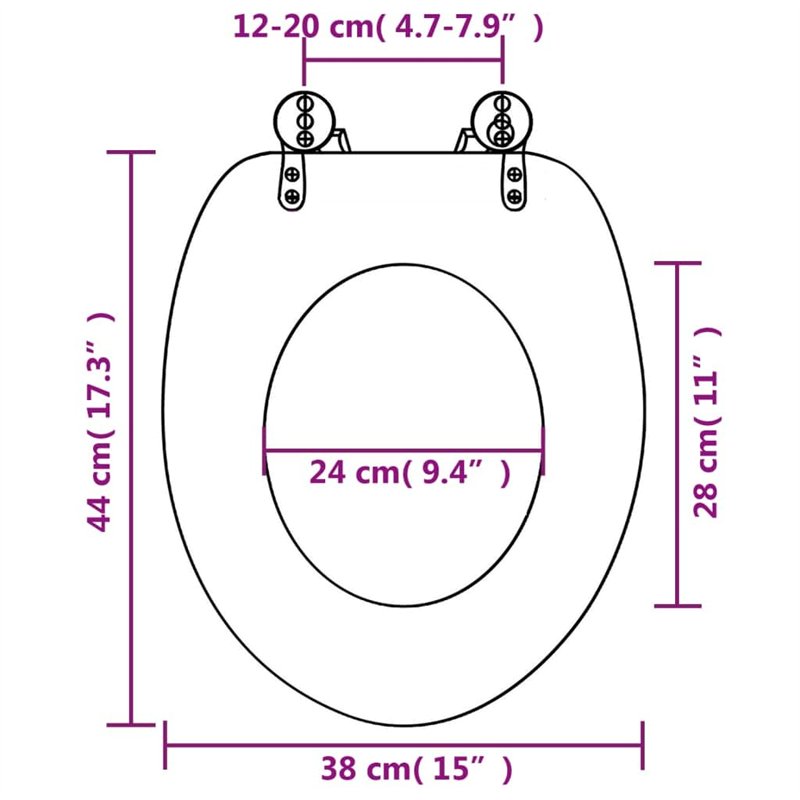 Image secondaire de vidaXL Siège WC Couvercle à Fermeture en Douceur Siège de Toilette Cuvette Siège Lunette Abattant Salle de Bains Maison Salle d'
