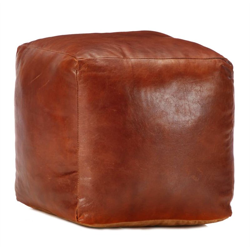 vidaXL Pouf Repose-Pied Tabouret Appui Pied Portable Maison Bureau Salon Chambre à Coucher Intérieur 40x40x40 cm Brun Roux Cuir