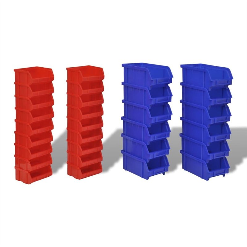 Image secondaire de vidaXL Jeu de paniers muraux de Stockage Plastique 30pcs Bleu et Rouge