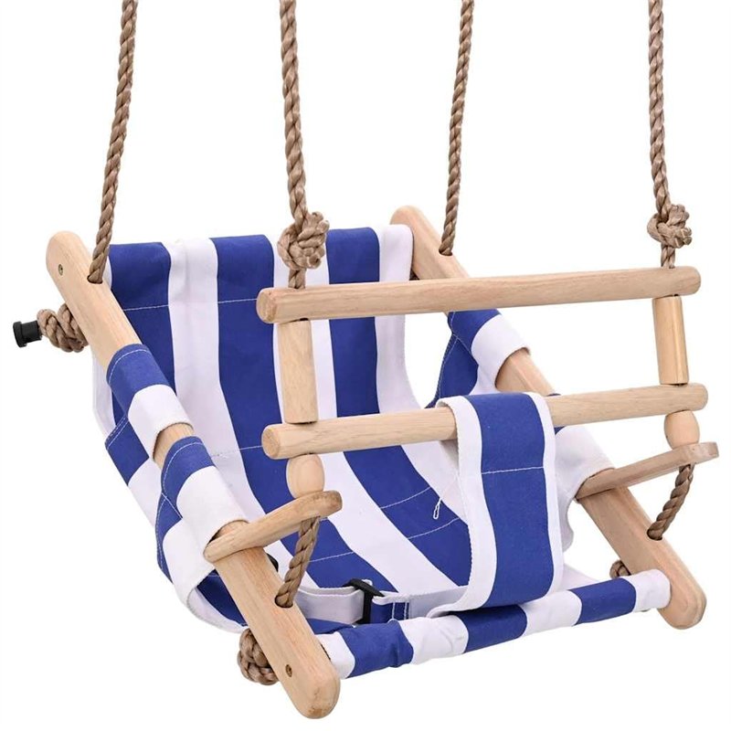 vidaXL BalanÃ§oire pour bÃ©bÃ© avec Ceinture de sécurité Coton Bois Bleu