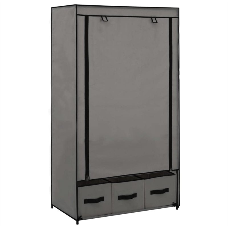 vidaXL Armoire à 3 tiroirs en Tissu Gris 87 x 49 x 159 cm