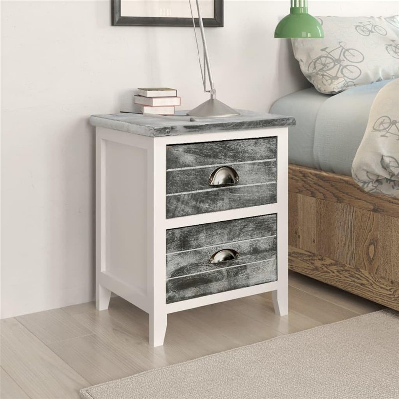 Image secondaire de vidaXL Table de Chevet Table de Nuit avec 2 Tiroirs Armoire de Rangement Bout de Canapé Chambre à Coucher Salon Maison Bois de P