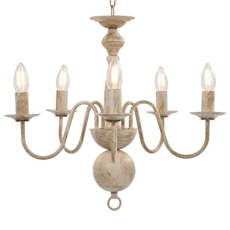 vidaXL Lustre Antique 5 Ampoules Lampe Suspendue Eclairage Luminaire Chandelier de Plafond Salon Salle à Manger Chambre Maison I