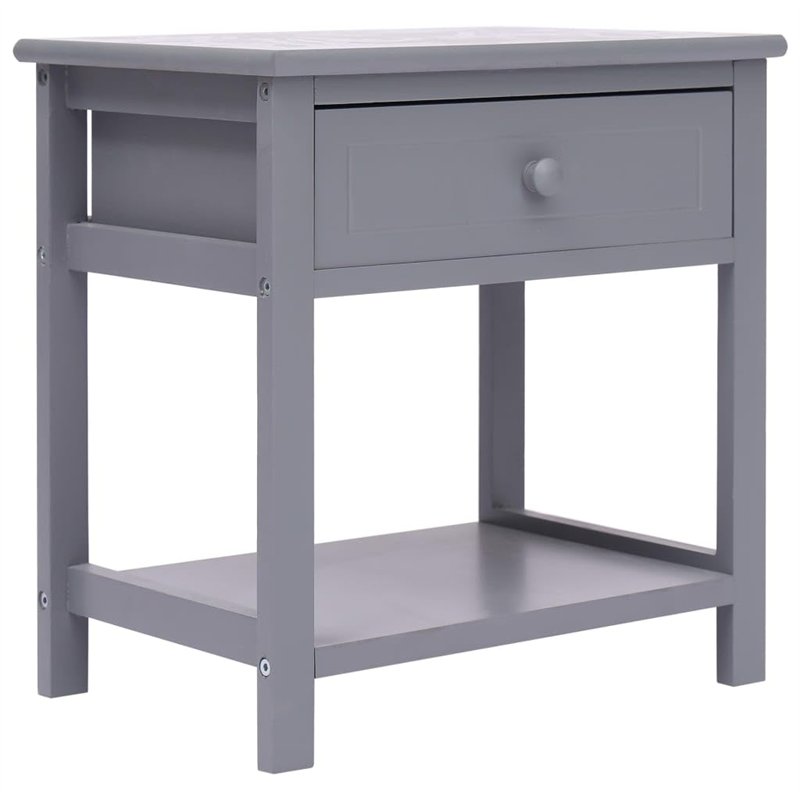 vidaXL Table de Chevet Table de Nuit Armoire de Chevet avec 1 Tiroir et 1 Etagère Chambre à Coucher Gris 40x29x42 cm Bois de Pau