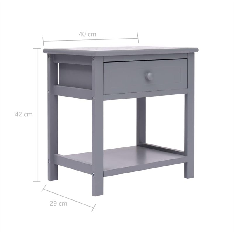 Image secondaire de vidaXL Table de Chevet Table de Nuit Armoire de Chevet avec 1 Tiroir et 1 Etagère Chambre à Coucher Gris 40x29x42 cm Bois de Pau