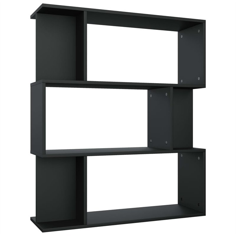vidaXL Bibliothèque Séparateur de Pièce Etagère à Livres Cloison de Séparation Meuble de Rangement Salon Chambre Bureau Noir Agg