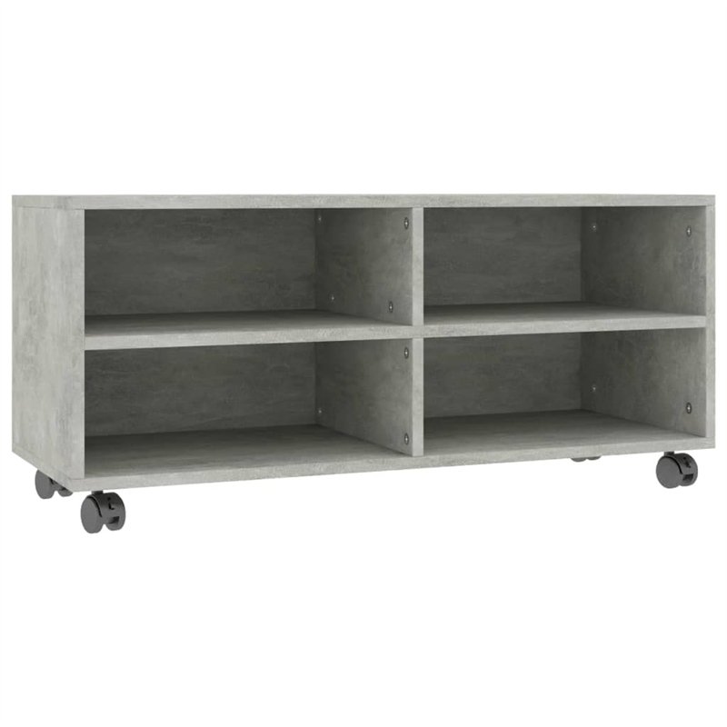 vidaXL Meuble TV avec roulettes Armoire Basse Meuble Divertissement Salon Salle de Séjour Maison Intérieur Gris Cement 90x35x35 