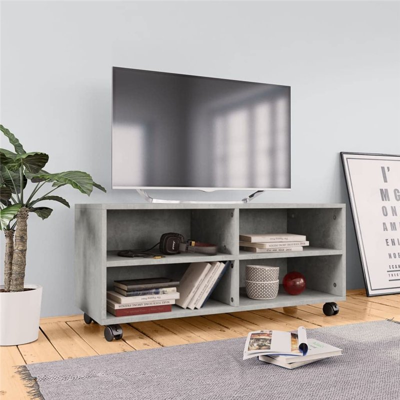 Image secondaire de vidaXL Meuble TV avec roulettes Armoire Basse Meuble Divertissement Salon Salle de Séjour Maison Intérieur Gris Cement 90x35x35 