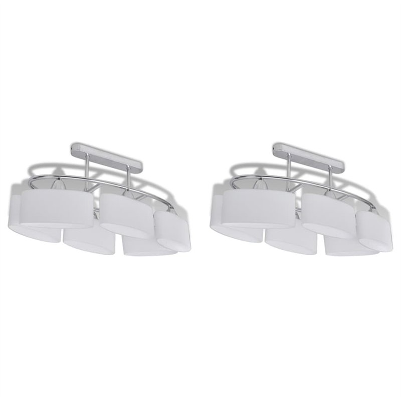 vidaXL 2x Plafonnier avec Abat-jours Lampe Suspendue Lustre Luminaire Eclairage Salon Salle à Manger Salle de Séjour Maison Inté
