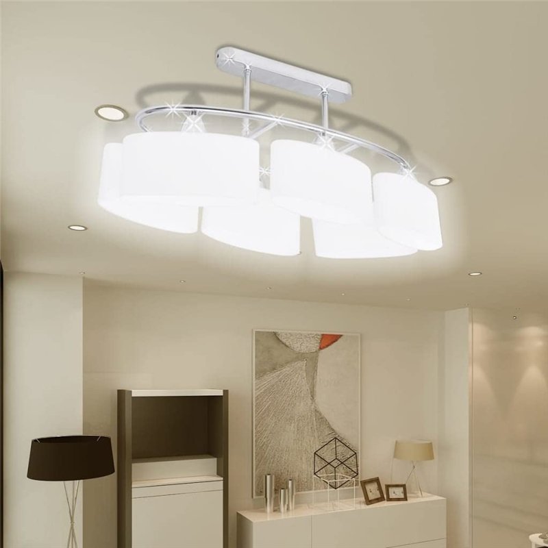 Image secondaire de vidaXL 2x Plafonnier avec Abat-jours Lampe Suspendue Lustre Luminaire Eclairage Salon Salle à Manger Salle de Séjour Maison Inté