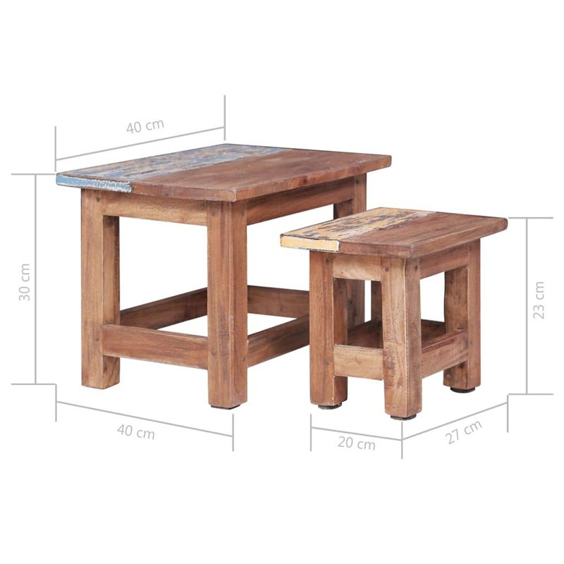 Image secondaire de vidaXL Tables Gigognes 2 pcs, Bouts de Canapé, Tables d'Appoint Gigognes, Meubles de Salon Salle de Séjour Maison Intérieur, Boi