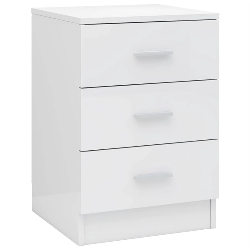 vidaXL Table de Chevet Blanc Brillant 38x35x65 cm Agglomérée