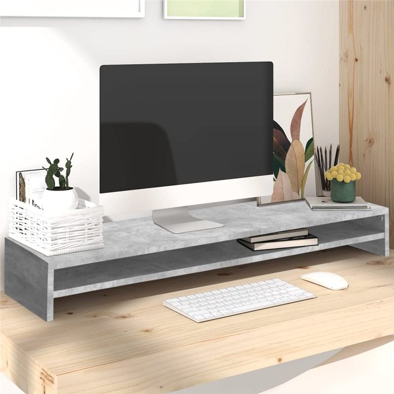 Image secondaire de vidaXL Support de Moniteur Gris bÃƃton 100 x 24 x 13 cm AgglomÃrÃ