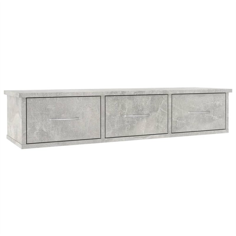 vidaXL Étagère Murale avec tiroirs Gris béton 90x26x18,5 cm Aggloméré