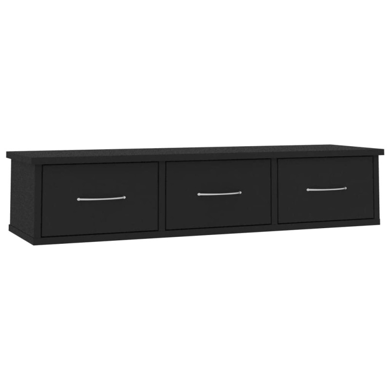 vidaXL Étagère Murale avec tiroirs Noir 90x26x18,5 cm Aggloméré