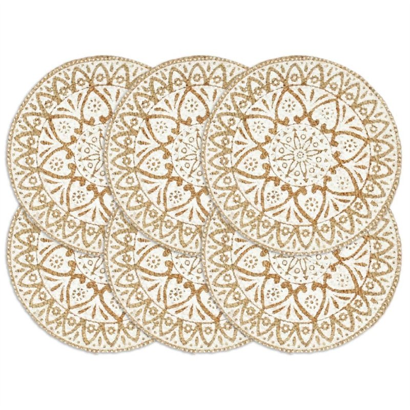 vidaXL 6X Napperons Set de Table Napperons de Restaurant Napperons de Maison Napperons de Table de Salle à Manger Blanc 38 cm Ro