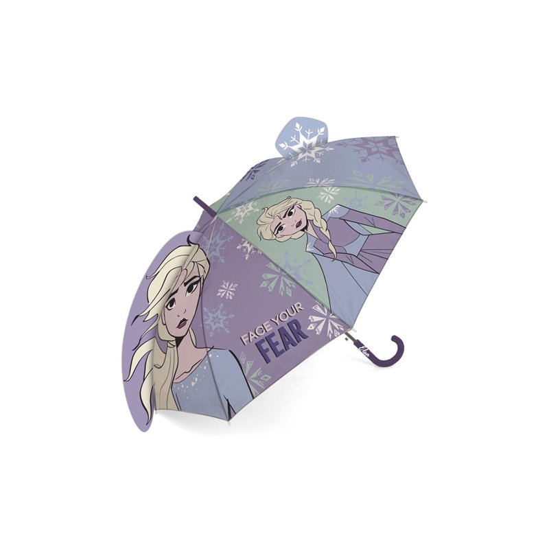 Image secondaire de Parapluie en polyester de DISNEY-La Reine des Neiges II en 3D, 8 panneaux, diamètre 86cm, ouverture manuelle