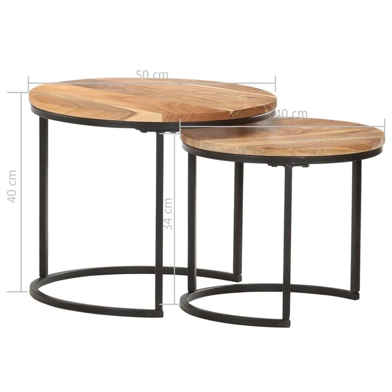 Image secondaire de vidaXL Tables Gigognes 2 pcs Table Basse Table d'Appoint Table de Salon Table de Canapé Couloir Salle de Séjour Maison Intérieur