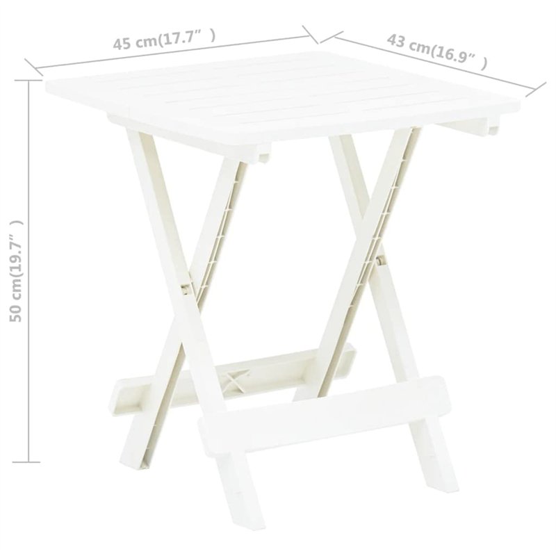 Image secondaire de vidaXL Table Pliable de Jardin Blanc 45x43x50 cm Plastique