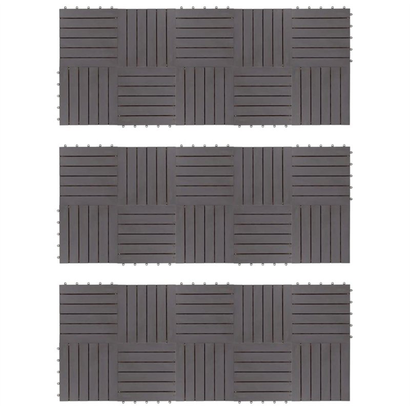 vidaXL 30x Acacia Solide Carreaux de Terrasse Dalle de Terrasse Plancher de Terrasse Carreaux de Jardin Tuile de Terrasse Délava