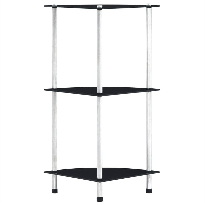 vidaXL Regal mit 3 Ebenen Schwarz 30 x 30 x 67 cm Hartglas