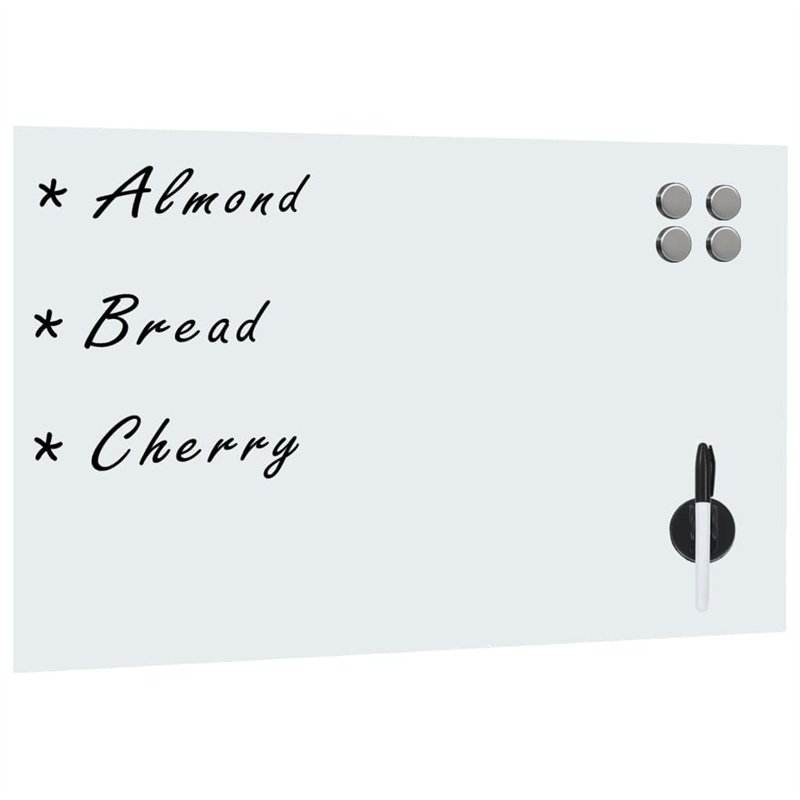 vidaXL Tableau Noir Magnétique Mural Tableau d'Ecriture Panneau Effaçable Ecole Bureau Maison Matériel de Montage Inclus Blanc V