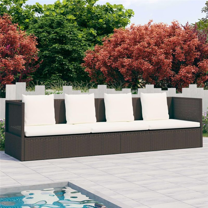 Image secondaire de VidaXL Salon de jardin avec coussins et coussins en polyrotin Marron
