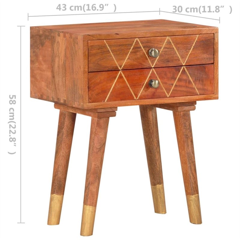 Image secondaire de vidaXL Table de Chevet Table de Nuit Armoire de Chevet avec 2 Tiroirs Chambre à Coucher Maison Intérieur 43x30x58 cm Bois de Man