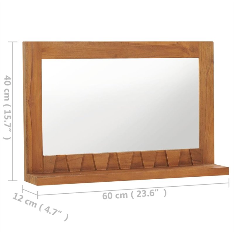 Image secondaire de vidaXL Miroir Mural avec étagère 60 x 12 x 40 cm en Teck Massif