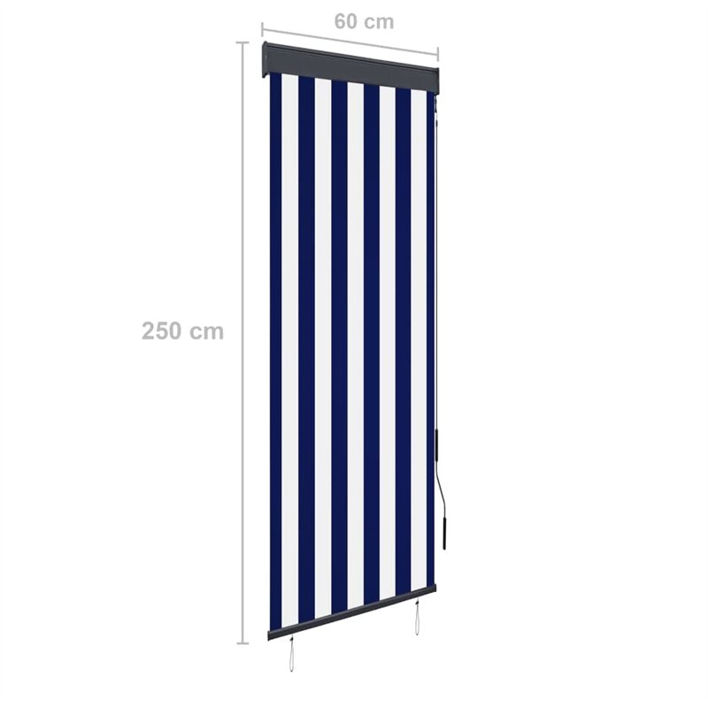 Image secondaire de Store Enrouleur extérieur 60x250cm Bleu et Blanc