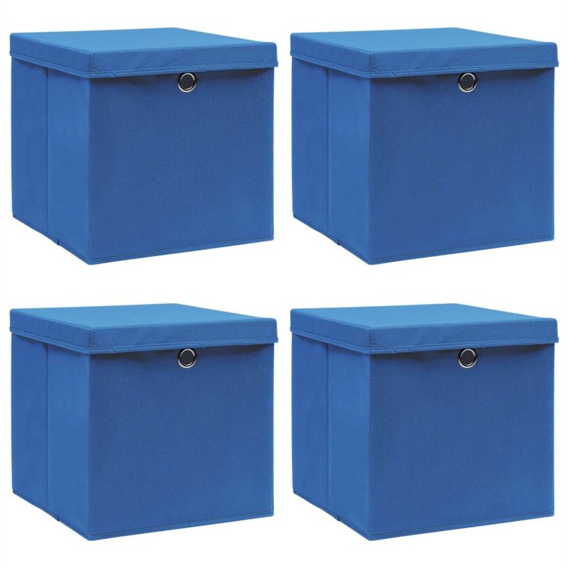 vidaXL 4x Boîtes de Rangement avec Couvercle Bac de Stockage Coffre de Rangement Organisateur Garde-robe Chaussettes Sous-vêteme