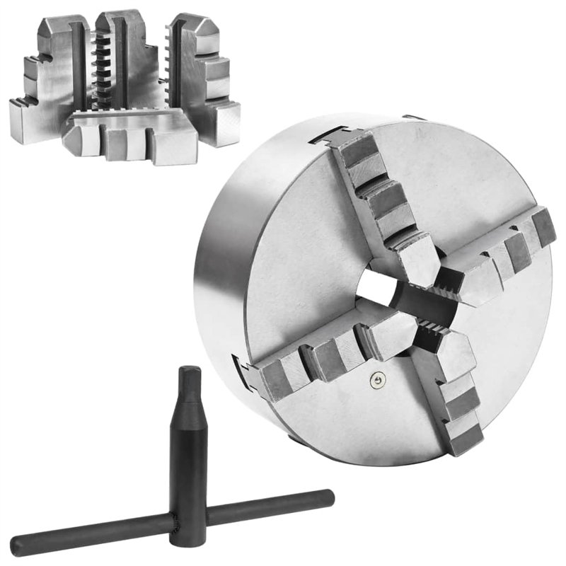 Image secondaire de vidaXL Mandrin de Tour Auto-centrant à 4 Mâchoires Projet de Bricolage Serrage Accessoire pour Tour Machoires à Centrage 200 mm