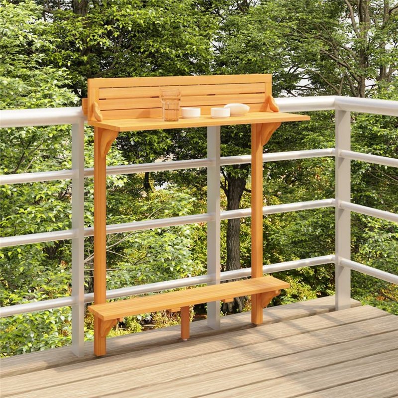 Image secondaire de Table de Balcon en Bois d'acacia Massif 90 x 37 x 122,5 cm