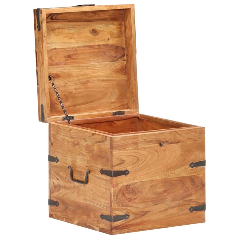 Image secondaire de vidaXL Coffre Boîte de Rangement Coffre de Stockage Armoire de Rangement Table de Chevet Chambre Intérieur 40x40x40 cm Bois d'Ac
