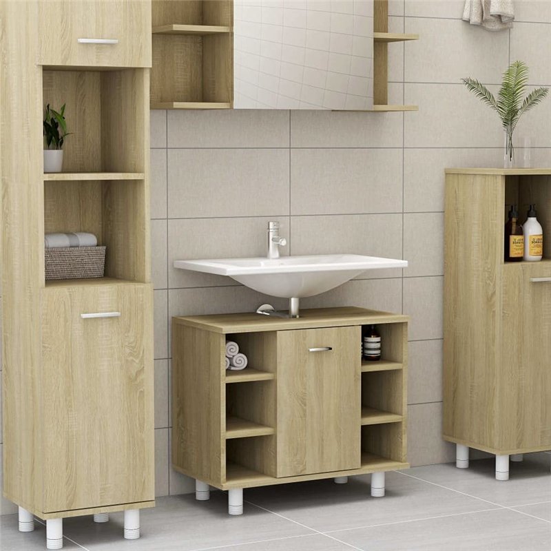 Image secondaire de vidaXL Armoire de Salle de Bain Chêne Sonoma 60x32x53,5 cm Aggloméré