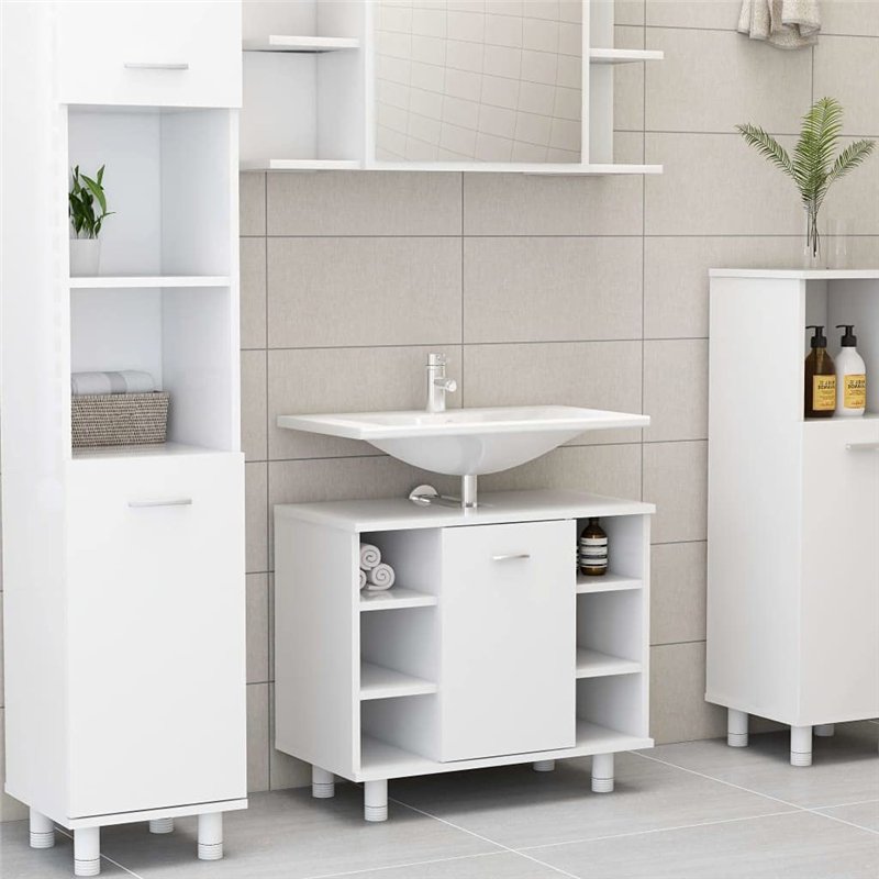 Image secondaire de vidaXL Armoire de Salle de Bain Blanc 60x32x53,5 cm Aggloméré